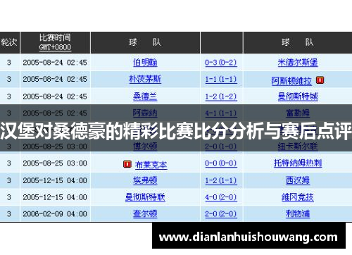 汉堡对桑德豪的精彩比赛比分分析与赛后点评